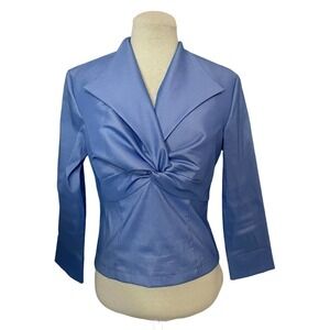 CACHET Formal Vintage Knot Front Blue Top Size 6